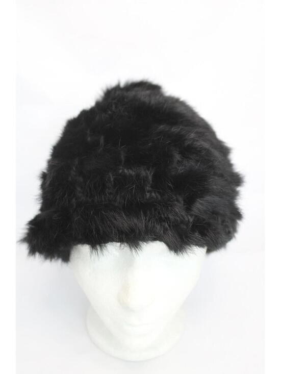 Other - Scrap Item: Black Rabbit Fur Knitted Hat Arts & Crafts